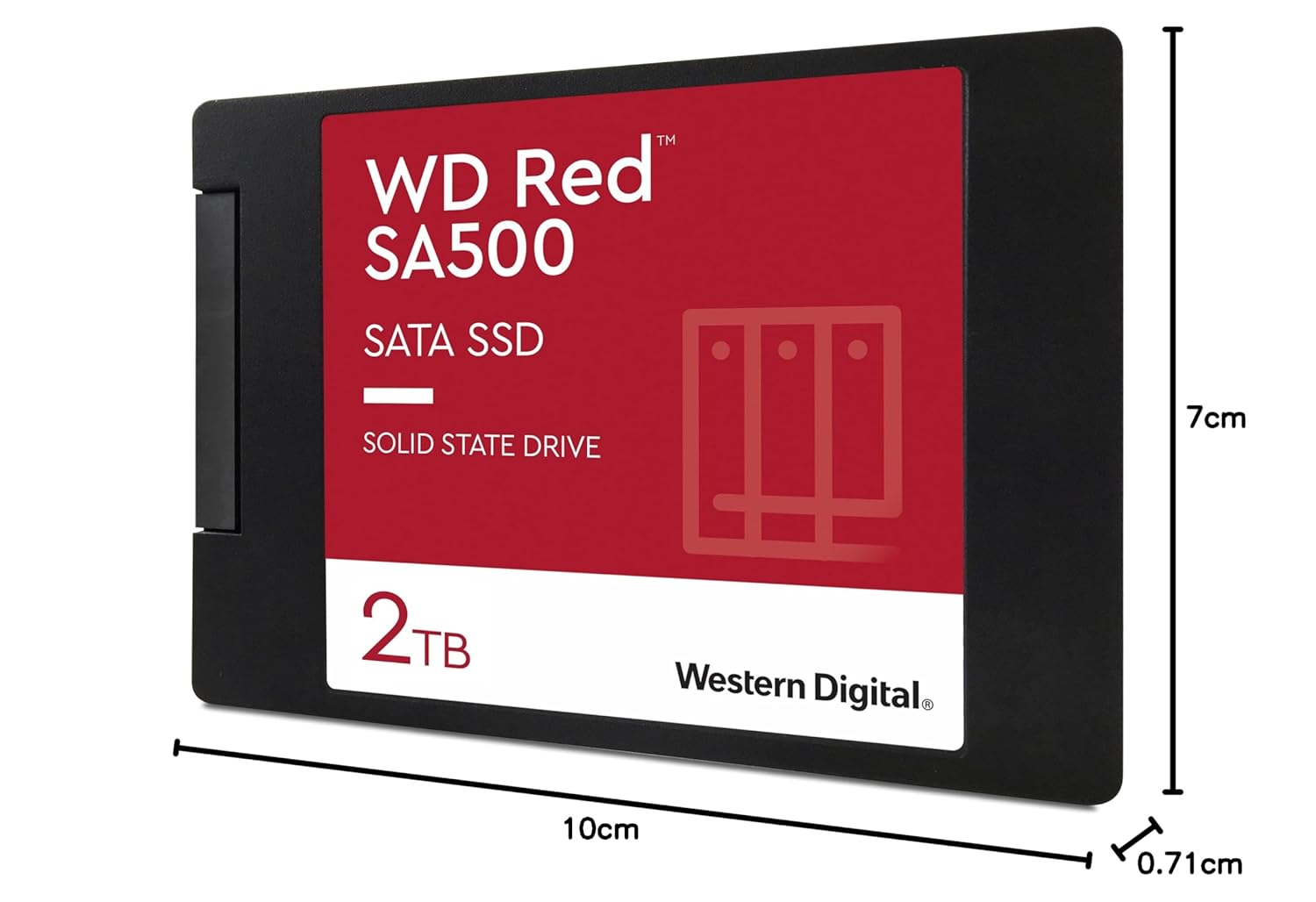Western Digital Western Digital 2TB WD Red SA500 NAS Internal SSD Solid State Drive SATA III 560 MB/s 2.5 inch 7mm WDS200T2R0A - View 2 of 2
