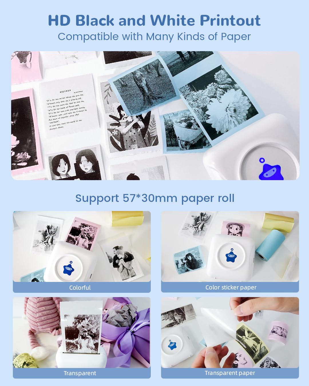 vretti Vretti Sticker Printer TP2-Y 2024 Mini Thermal Bluetooth Mobile Printer for iOS and Android - View 5 of 9