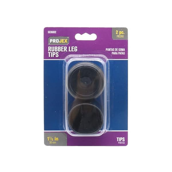 PROJEX "Projex Rubber Leg Tips - Black Round 1.5" Wide, 2 Pack for Furniture Protection"