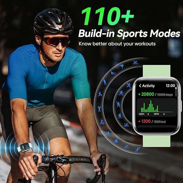 Fitpolo Fitpolo Smart Watch: 1.8'' Alexa Fitness Tracker, Bluetooth Calls, IP68 Waterproof, Heart Rate & Sleep Monitor for Android/iPhone - View 5 of 10