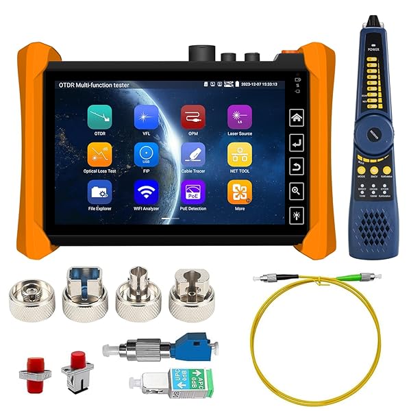 WANLUTECH WANLUTECH Optical Fiber Tester 1310/1550nm Touchscreen OTDR with VFL OPM LS Event Map and RJ45 Cable Testing Tools