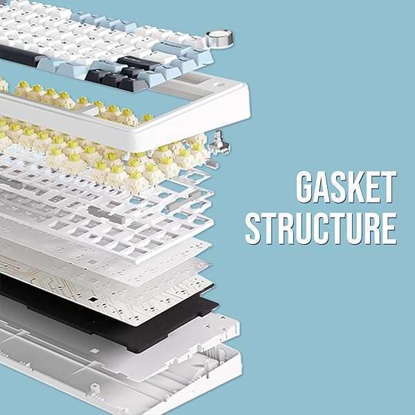EPOMAKER EPOMAKER x Aula F75: Wireless 75% Gasket Mechanical Keyboard with RGB, Hot Swappable, & Five-Layer Padding - Sea Salt Blue - View 8 of 11
