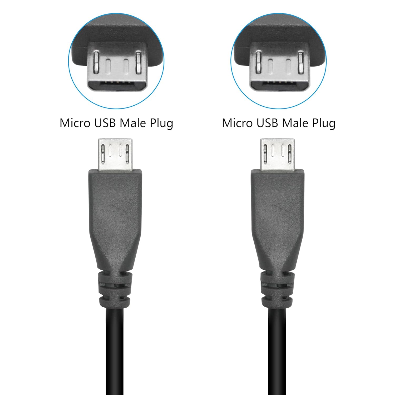 Maixbomr Micro USB Charging Data Cable 0.5M USB 2.0 Male to Male OTG Compatible with Cell Phones Tablets MP3 Players Game Controllers Headsets 2Pcs - View 4 of 9