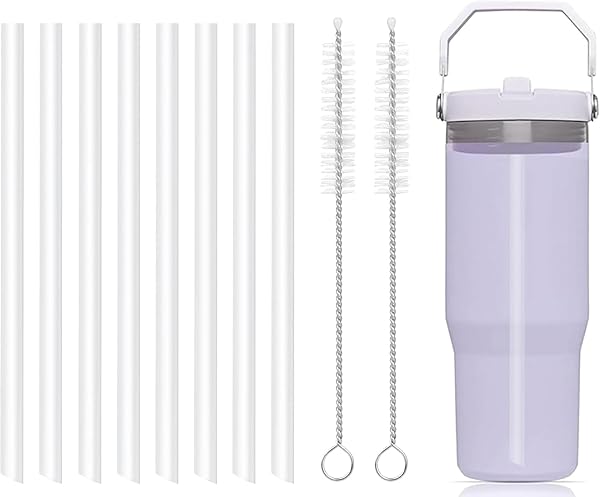 Bubrike Replacement Straws for Stanley IceFlow Flip Straw Tumbler 30 Oz Includes 8 Straws and 2 Brushes Accessories Set