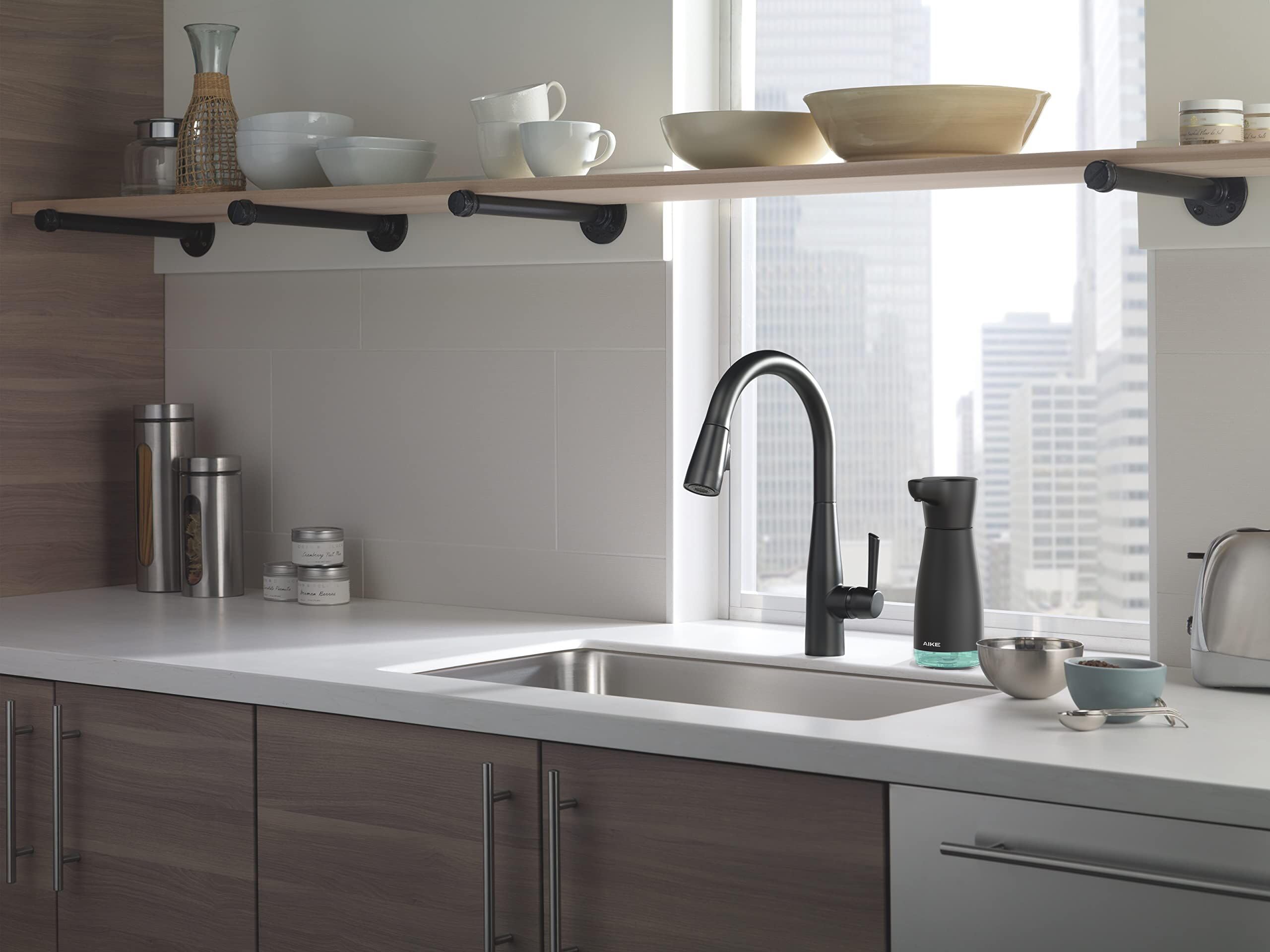 AIKE AIKE Magnetic Charging Waterproof Automatic Soap Dispenser Liquid Soap Anti-Fingerprint Black Coating 14fl.oz Model AK1337 - View 5 of 6