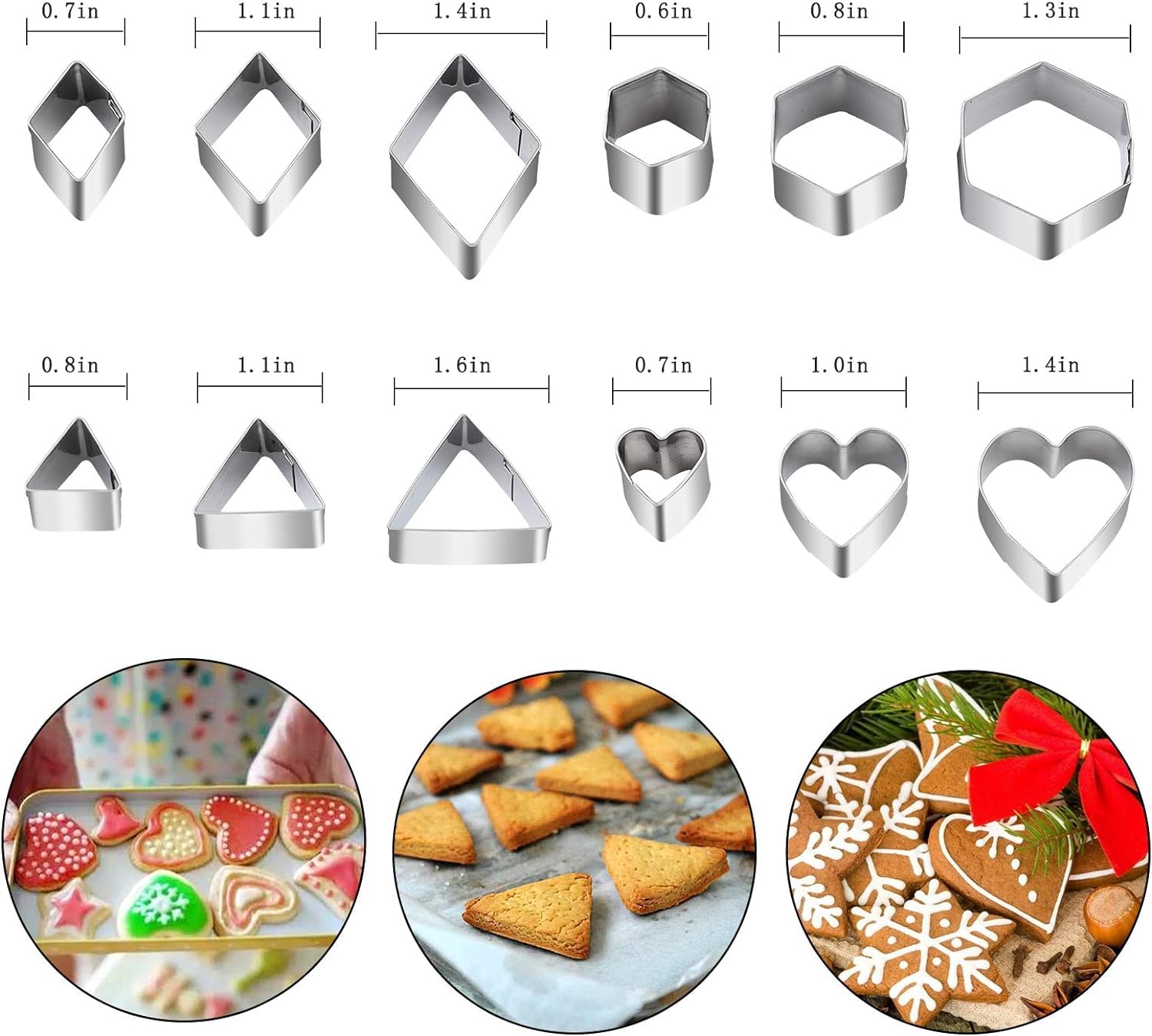 GELIFATLE Mini Cookie Cutter Set 30 Tiny Stainless Steel Stamps for Pastry Dough Pie Crust Fruit Fondant Shapes Rectangle Square Heart Star Triangle Round - View 3 of 5