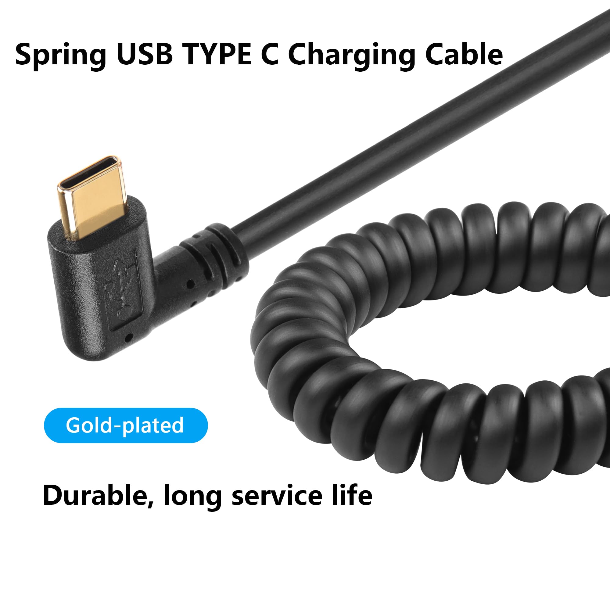 SinLoon SinLoon 90 Degree USB Type C Spring Cable 5Gbps Retractable USB3.0 for Fast Charging and Data Transfer for Phones Tablets and USB C Devices Left - View 2 of 8