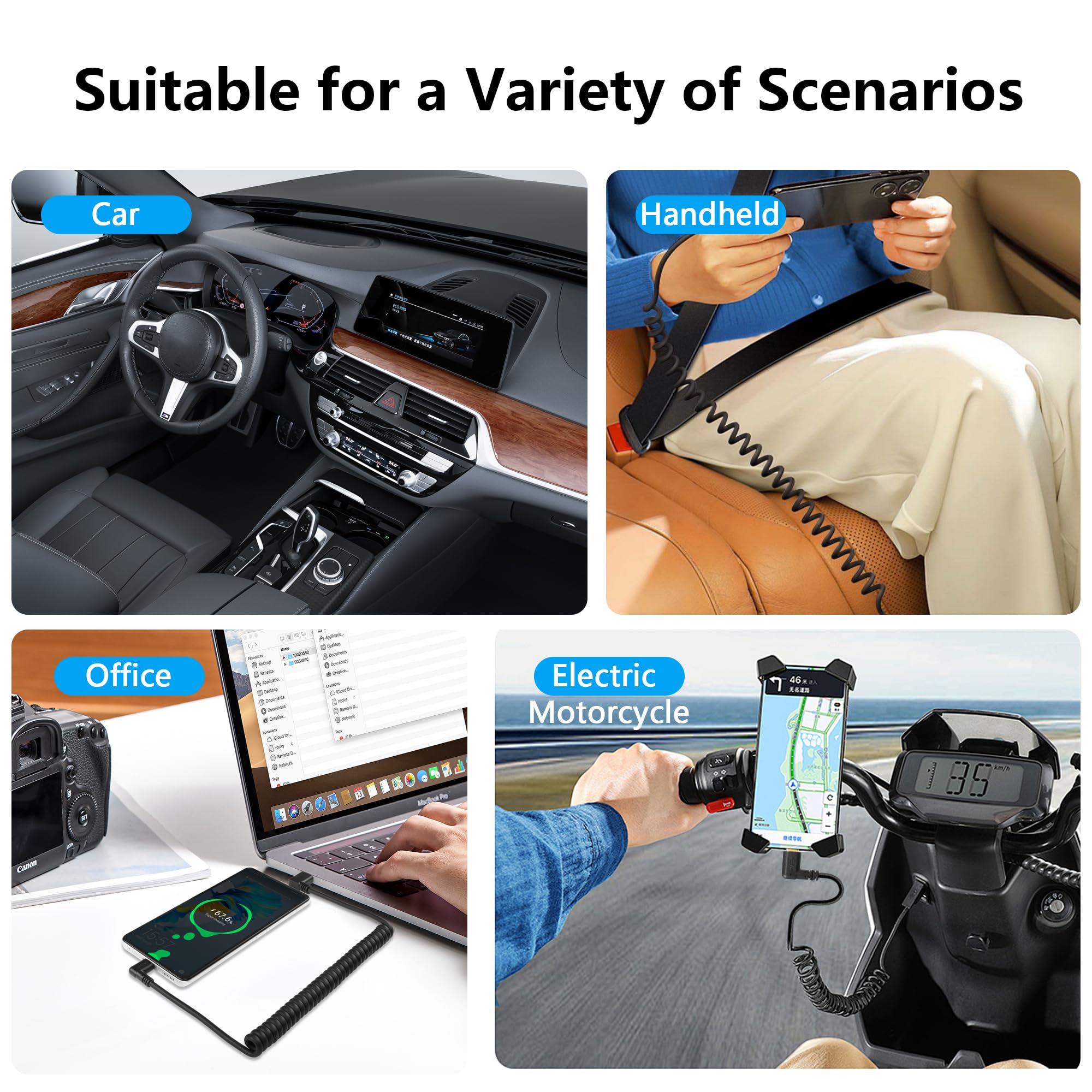 SinLoon SinLoon 90 Degree USB Type C Spring Cable 5Gbps Retractable USB3.0 for Fast Charging and Data Transfer for Phones Tablets and USB C Devices Left - View 7 of 8