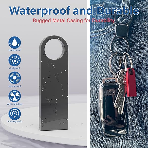 Wooolken 5 Pack 1GB USB Flash Drive with Keychains Sleek Metal USB 2.0 Thumb Drives for PC Laptop Computer - View 5 of 8