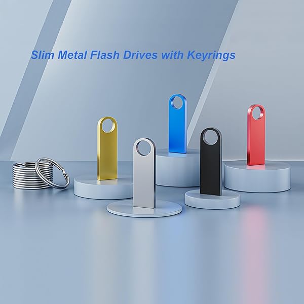 Wooolken 5 Pack 1GB USB Flash Drive with Keychains Sleek Metal USB 2.0 Thumb Drives for PC Laptop Computer - View 7 of 8
