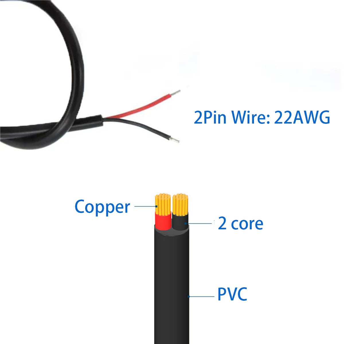 Jienk Jienk 5Pcs 25CM USB Type-C 2 Core Pigtail Cable 3A 5V Male Plug to Bare Wire for DIY Repair Black - View 3 of 7