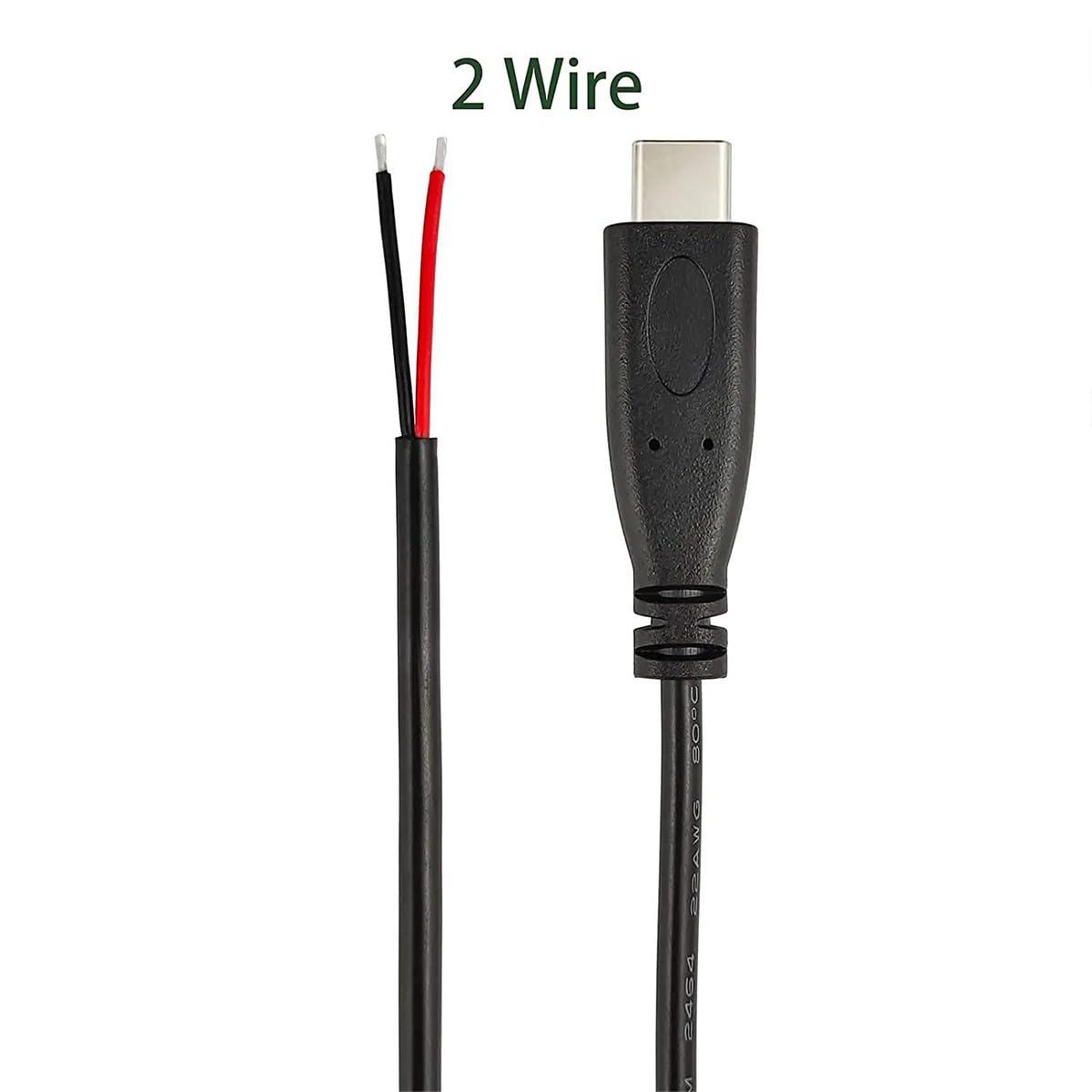 Jienk Jienk 5Pcs 25CM USB Type-C 2 Core Pigtail Cable 3A 5V Male Plug to Bare Wire for DIY Repair Black - View 5 of 7