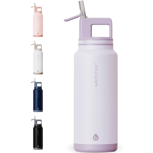 GROSCHE GROSCHE Alpine Flip n Sip 40 oz Insulated Water Bottle Stainless Steel Leakproof Flask with Straw Ideal for Gym Travel Outdoor Use Lavender