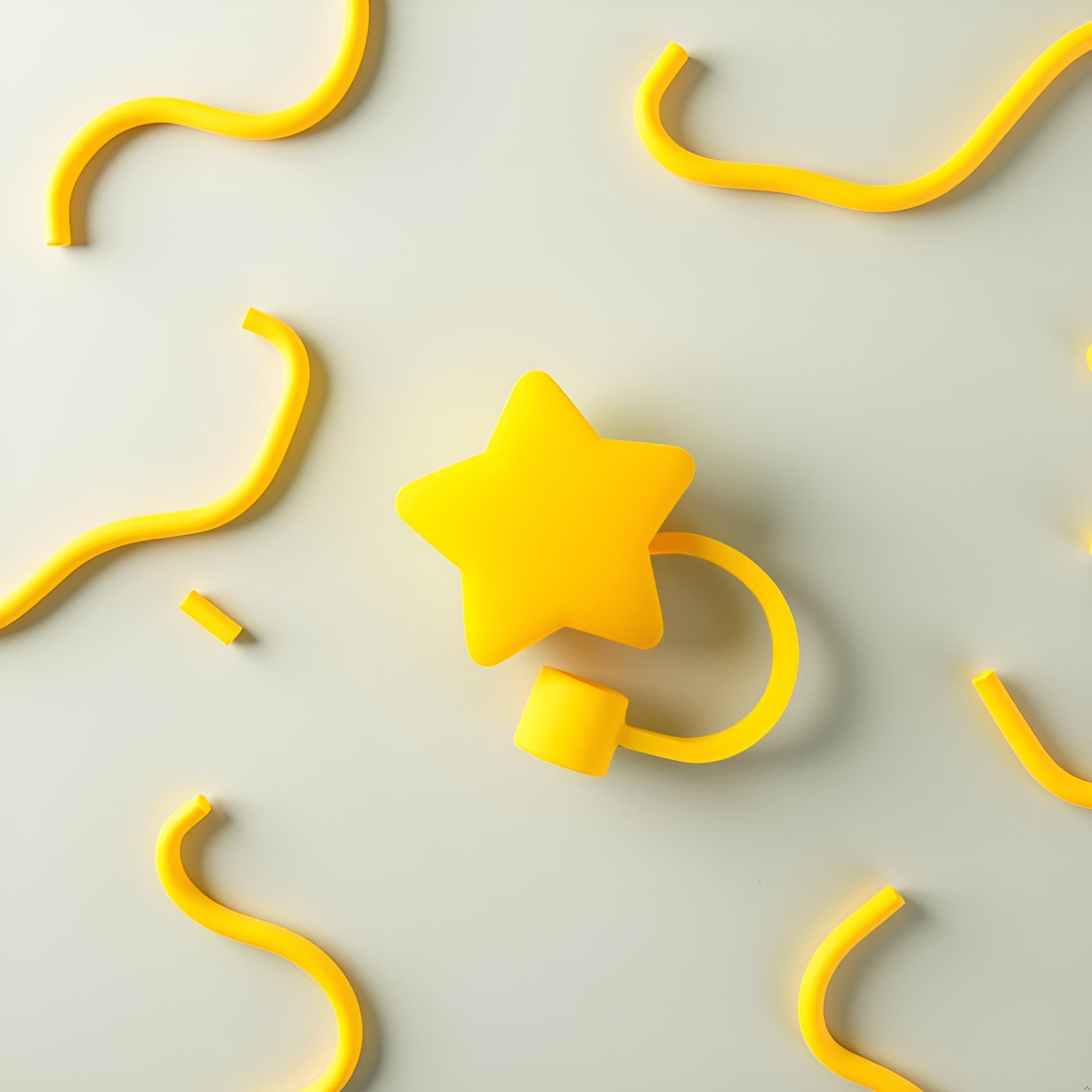 Jinshining Yellow Star Silicone Straw Cover for Stanley 40 and 30 Oz Cup Cute Topper Accessories for Tumblers Reusable Straw Cap Stopper DM300 - View 4 of 7