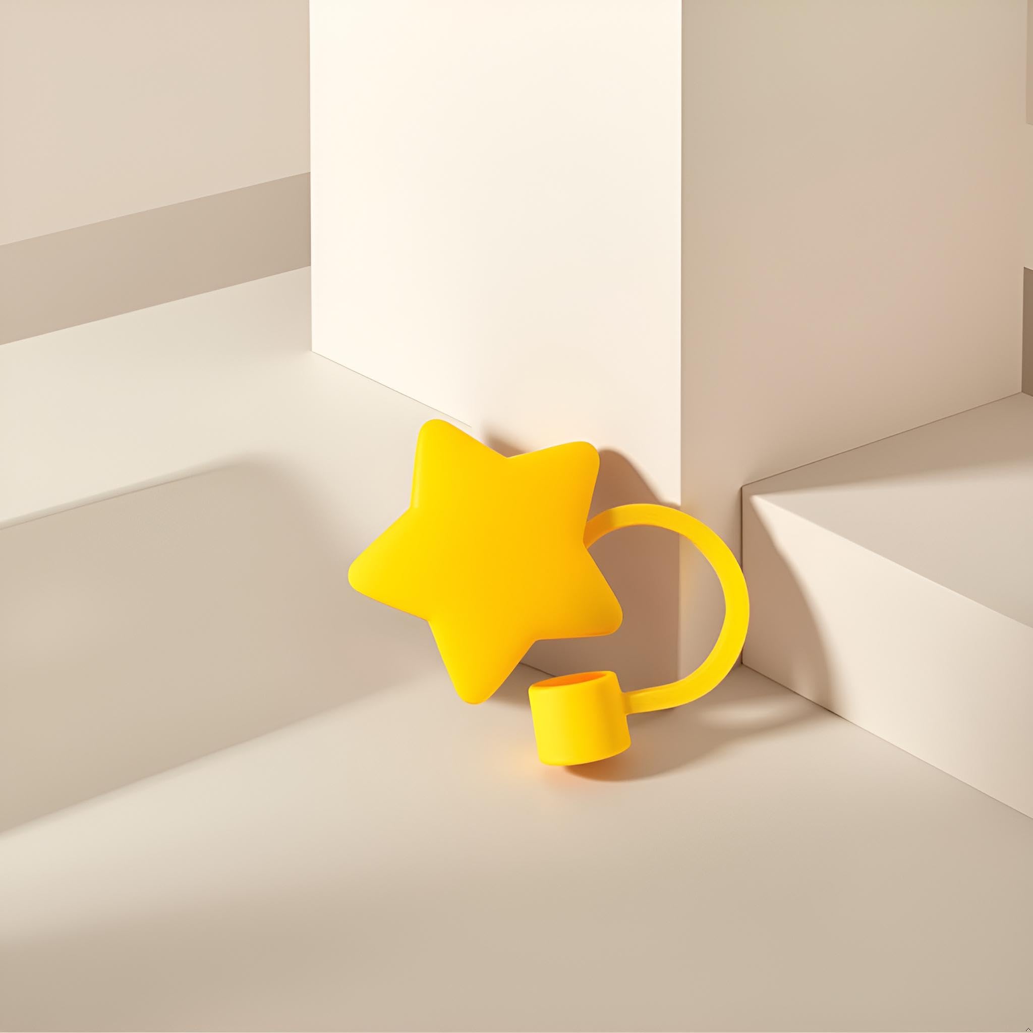 Jinshining Yellow Star Silicone Straw Cover for Stanley 40 and 30 Oz Cup Cute Topper Accessories for Tumblers Reusable Straw Cap Stopper DM300 - View 5 of 7
