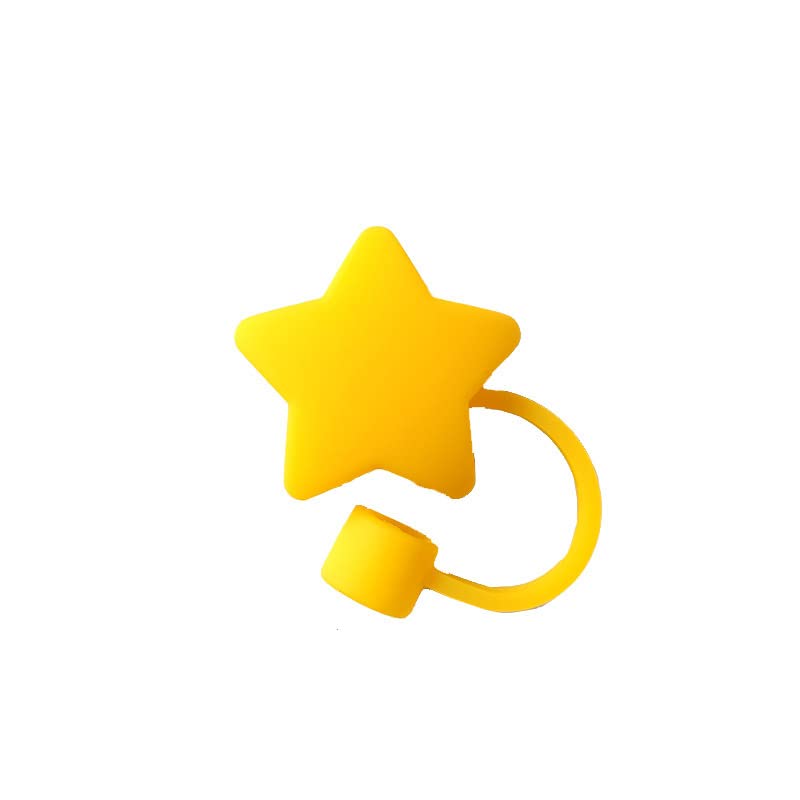 Jinshining Yellow Star Silicone Straw Cover for Stanley 40 and 30 Oz Cup Cute Topper Accessories for Tumblers Reusable Straw Cap Stopper DM300