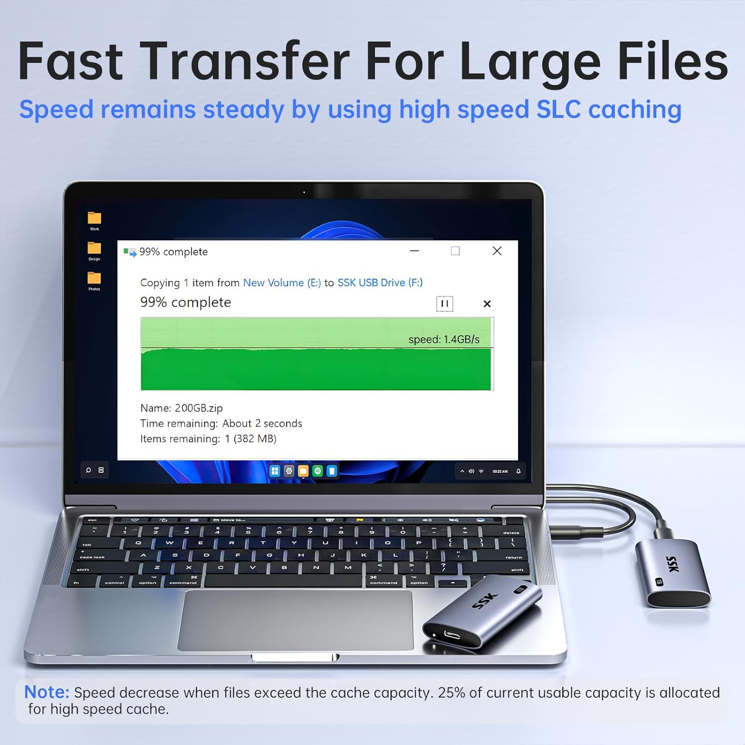 SSK SSK Portable SSD 500GB High Speed External Solid State Drive USB 3.2 Gen2X2 Compatible with iPhone 15 MacBook Pro and Laptops - View 4 of 7