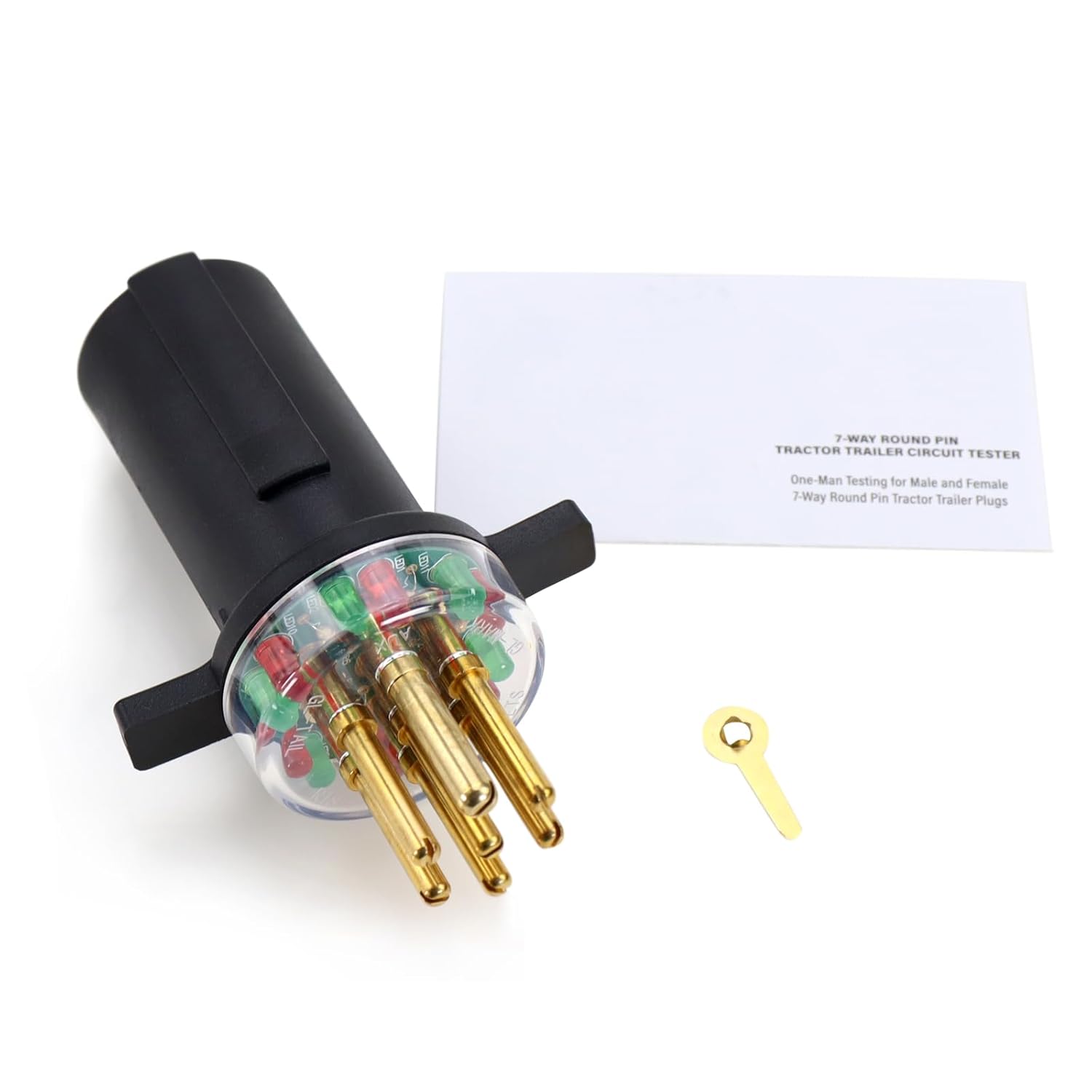 Kefly Kefly 7 Way Round Pin Trailer Truck Circuit Plug Tester Replacement for 7865L and Tractor Light Testing