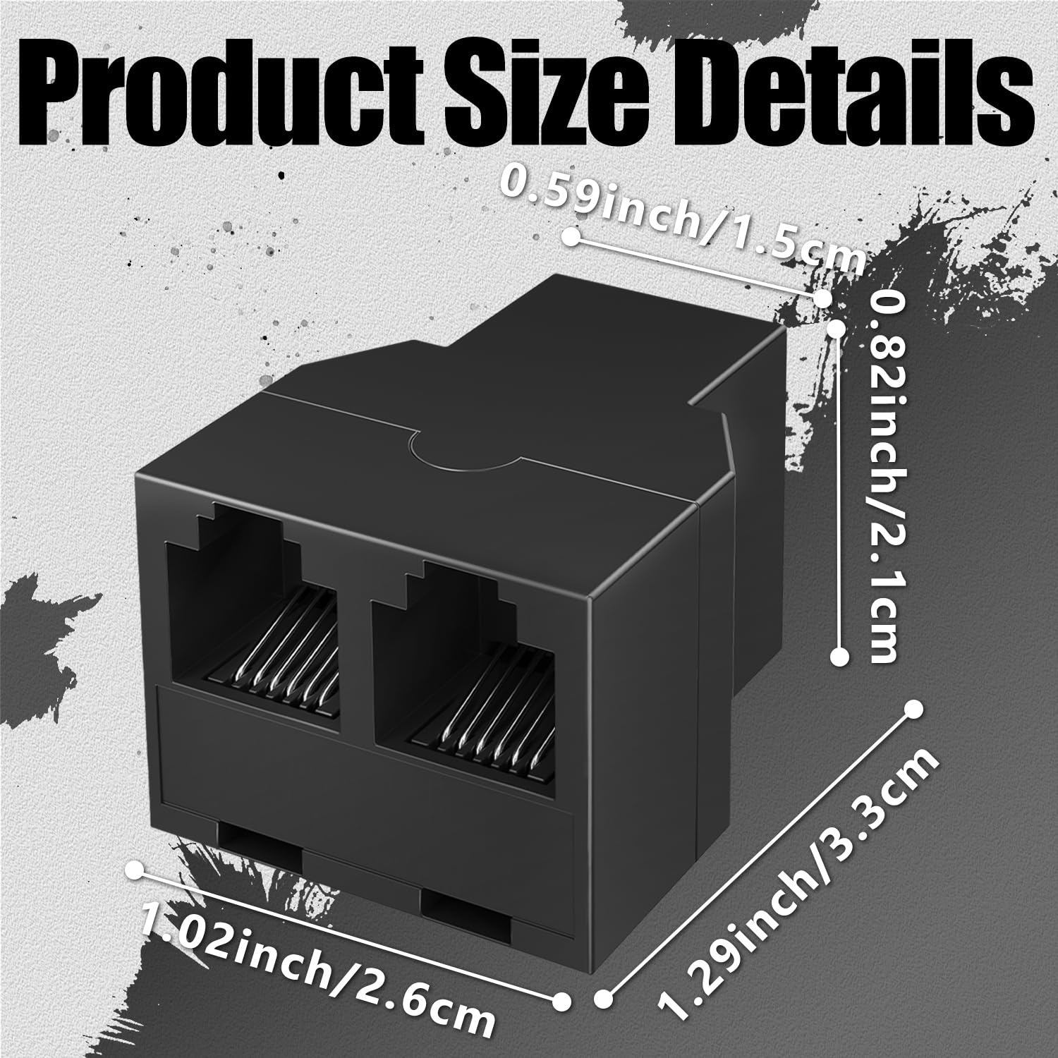 Uvital Uvital RJ12 6P6C Telephone Line Splitters 30 Pack Black Phone Jack Connector and Separator - View 5 of 7