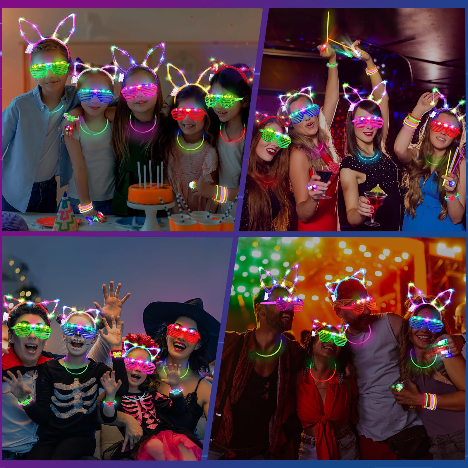 TSDATOWR 150PCS Glow in the Dark Party Supplies for Kids and Adults with Light Up Glasses Headbands Rings and Glow Sticks Bulk Party Pack - View 7 of 7