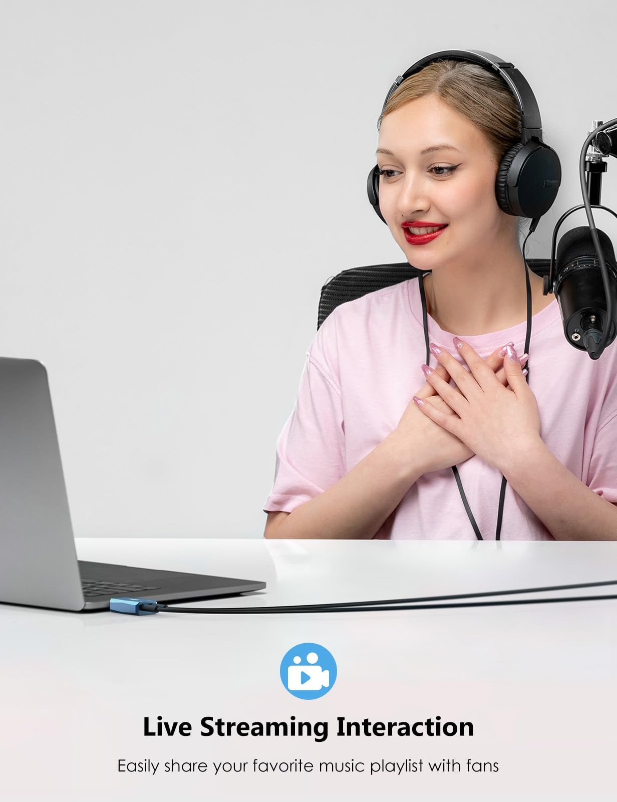 MillSO MillSO External USB Sound Card Portable USB to 3.5mm Audio Jack Adapter for PC Recording Training Streaming Podcasting Blue - View 6 of 9