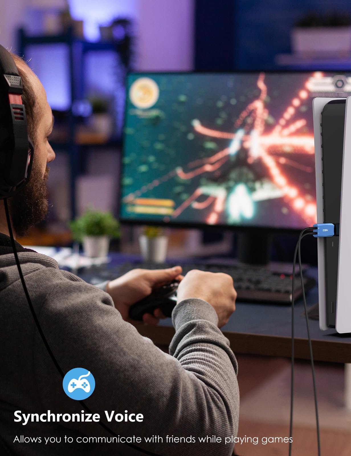 MillSO MillSO External USB Sound Card Portable USB to 3.5mm Audio Jack Adapter for PC Recording Training Streaming Podcasting Blue - View 8 of 9