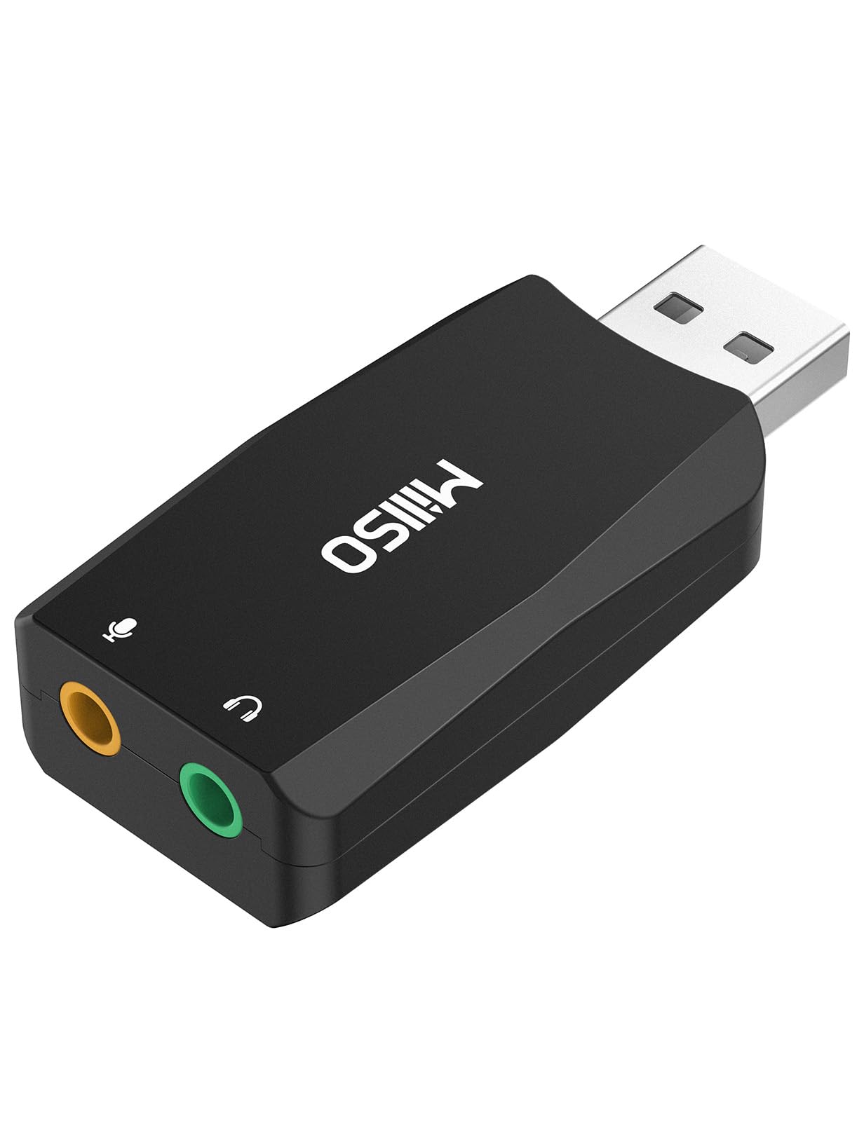 MillSO MillSO USB to 3.5mm Audio Jack Adapter with Internal Recording Portable Sound Card for PC Streaming Podcasting Black