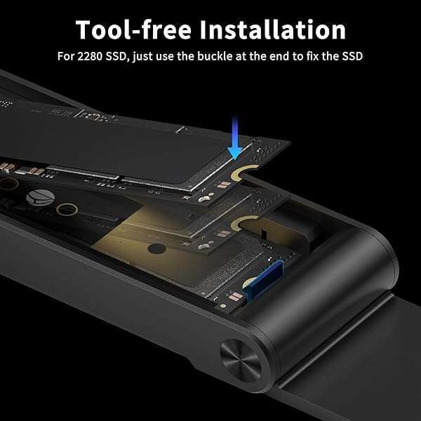 FIDECO FIDECO M.2 NVMe SSD Enclosure, USB 3.2 Gen 2 to M.2 NVMe Enclosure, PCIe NVMe Adapter for M &amp; M+B Key, Sandwich Style Design, Tool-Free Installation, Support UASP and TRIM - View 7 of 11