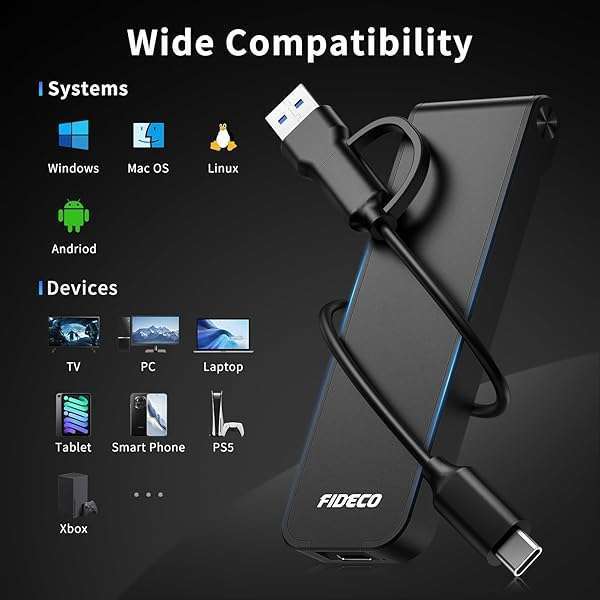 FIDECO FIDECO M.2 NVMe SSD Enclosure, USB 3.2 Gen 2 to M.2 NVMe Enclosure, PCIe NVMe Adapter for M &amp; M+B Key, Sandwich Style Design, Tool-Free Installation, Support UASP and TRIM - View 10 of 11