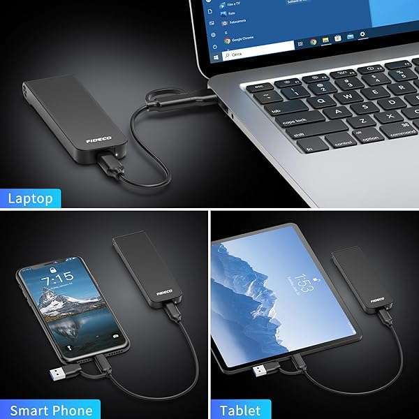 FIDECO FIDECO M.2 NVMe SSD Enclosure, USB 3.2 Gen 2 to M.2 NVMe Enclosure, PCIe NVMe Adapter for M &amp; M+B Key, Sandwich Style Design, Tool-Free Installation, Support UASP and TRIM - View 11 of 11