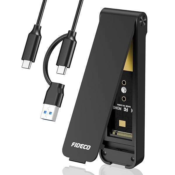 FIDECO FIDECO M.2 NVMe SSD Enclosure, USB 3.2 Gen 2 to M.2 NVMe Enclosure, PCIe NVMe Adapter for M &amp; M+B Key, Sandwich Style Design, Tool-Free Installation, Support UASP and TRIM