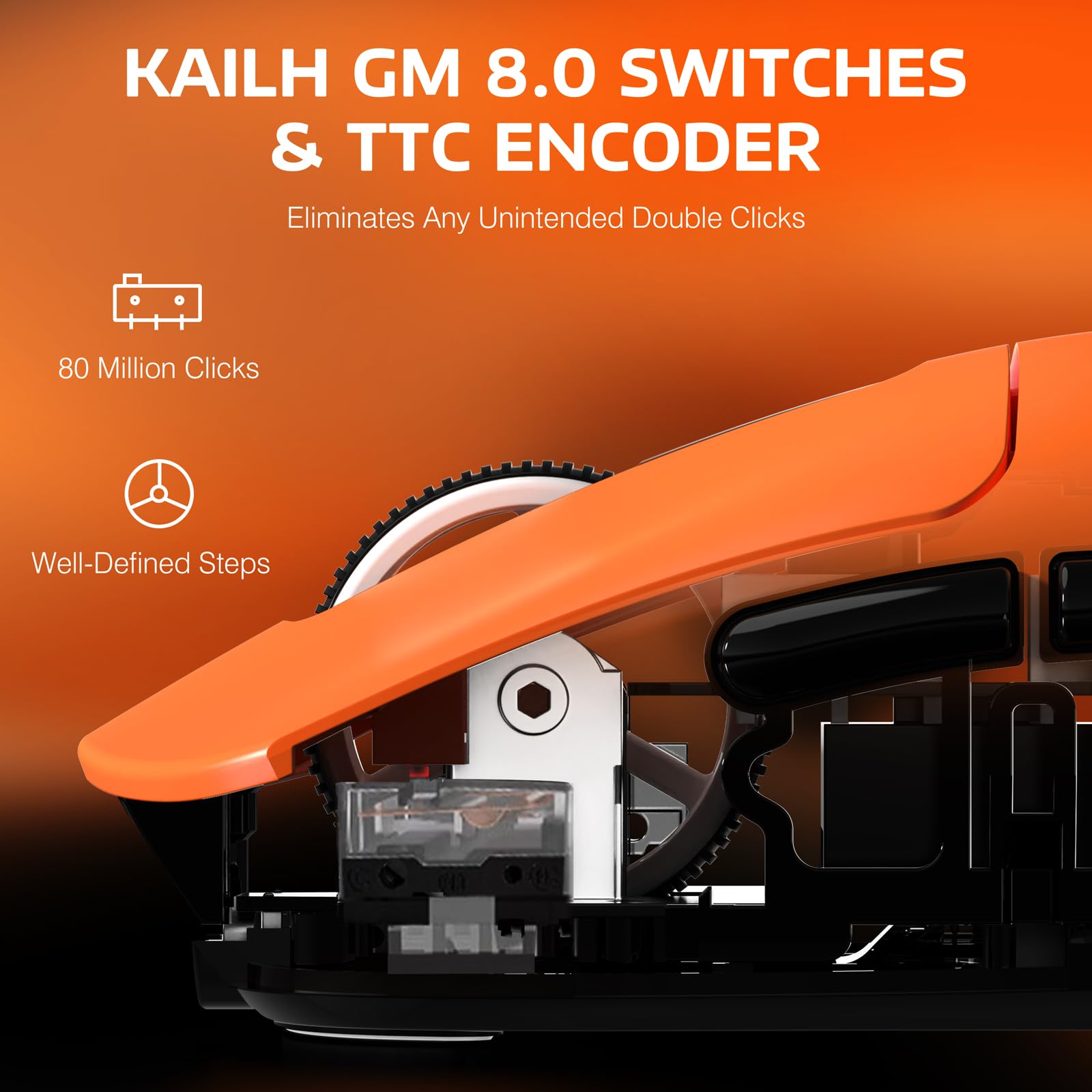 ATTACK SHARK ATTACK SHARK X3 Lightweight Wireless Gaming Mouse Tri-Mode 2.4G USB-C Bluetooth 26K DPI PAW3395 Optical Sensor Kailh GM8.0 Switch Orange - View 6 of 9