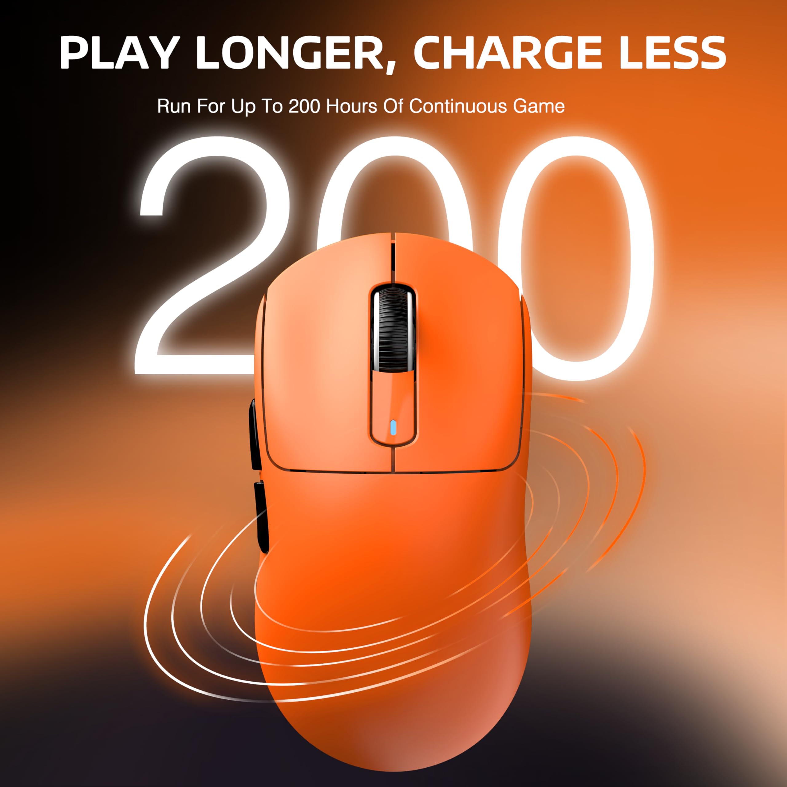 ATTACK SHARK ATTACK SHARK X3 Lightweight Wireless Gaming Mouse Tri-Mode 2.4G USB-C Bluetooth 26K DPI PAW3395 Optical Sensor Kailh GM8.0 Switch Orange - View 8 of 9
