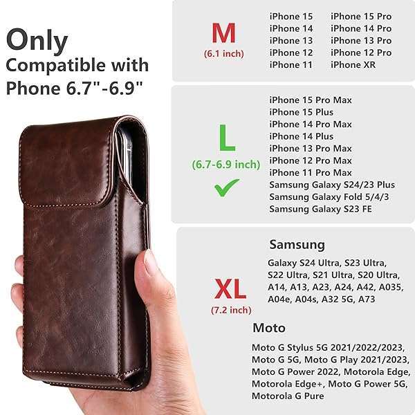 INGIDO INGIDO Premium Leather Holster for iPhone 16/15/14/13 Pro Max & Plus - Stylish Belt Clip Case in Coffee Color - View 4 of 9