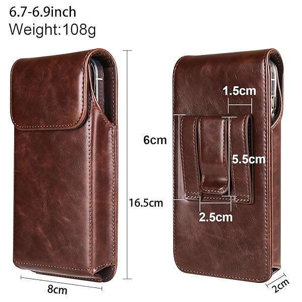 INGIDO INGIDO Premium Leather Holster for iPhone 16/15/14/13 Pro Max & Plus - Stylish Belt Clip Case in Coffee Color - View 5 of 9