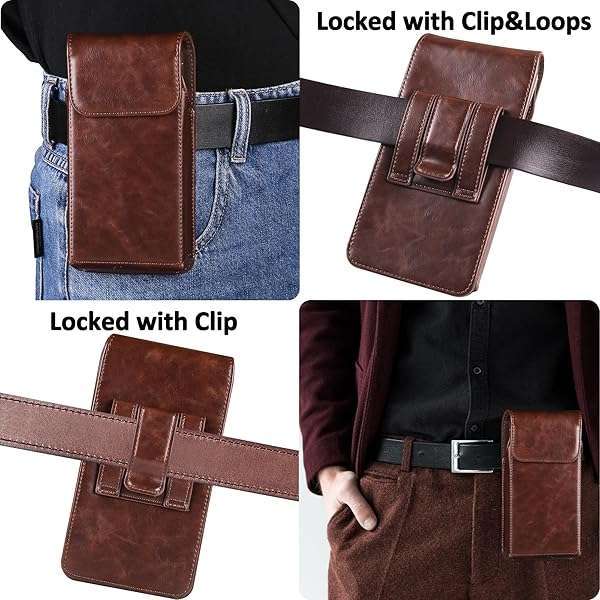 INGIDO INGIDO Premium Leather Holster for iPhone 16/15/14/13 Pro Max & Plus - Stylish Belt Clip Case in Coffee Color - View 7 of 9