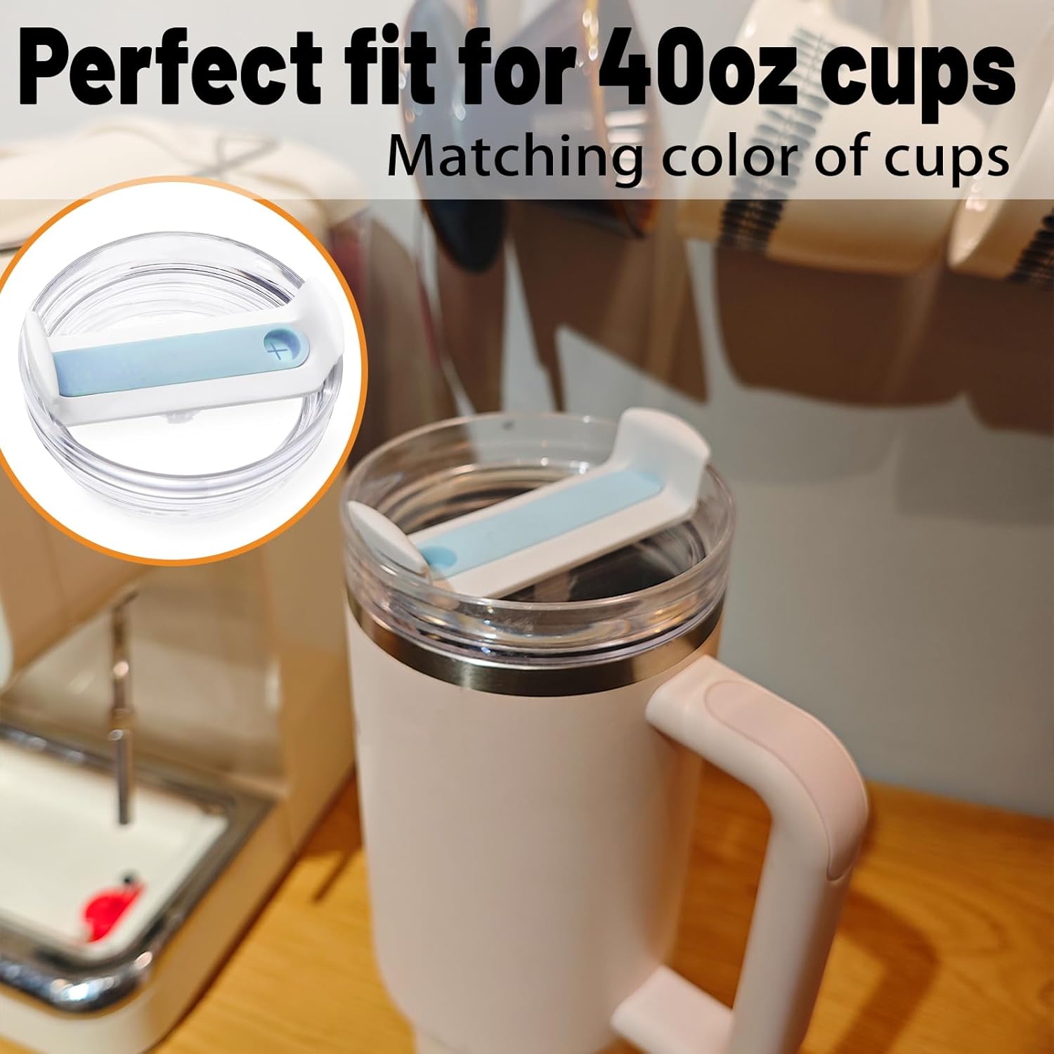 Fabenyok 40 OZ Tumbler Lid Replacement for Stanley Cup 2 Pack Clear Spill Proof Covers for Travel Tumbler Accessories - View 5 of 9