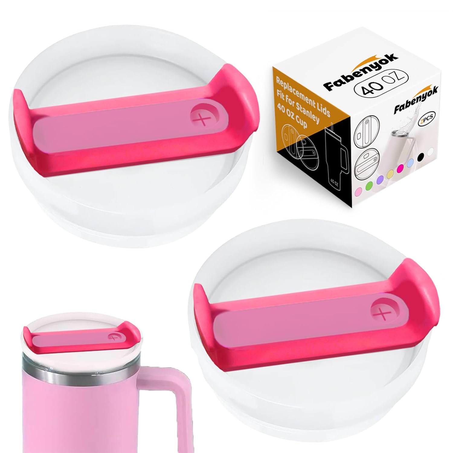 Fabenyok 40 OZ Tumbler Lid Replacement for Stanley Cup 2 Pack Clear Spill Proof Covers for Travel Tumbler Accessories - View 8 of 9