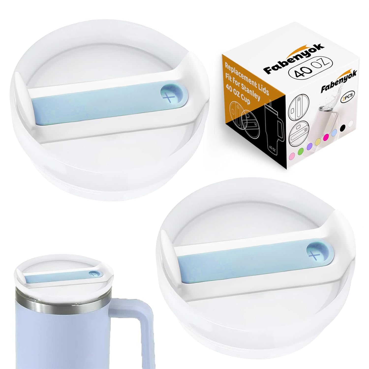 Fabenyok 40 OZ Tumbler Lid Replacement for Stanley Cup 2 Pack Clear Spill Proof Covers for Travel Tumbler Accessories - View 9 of 9