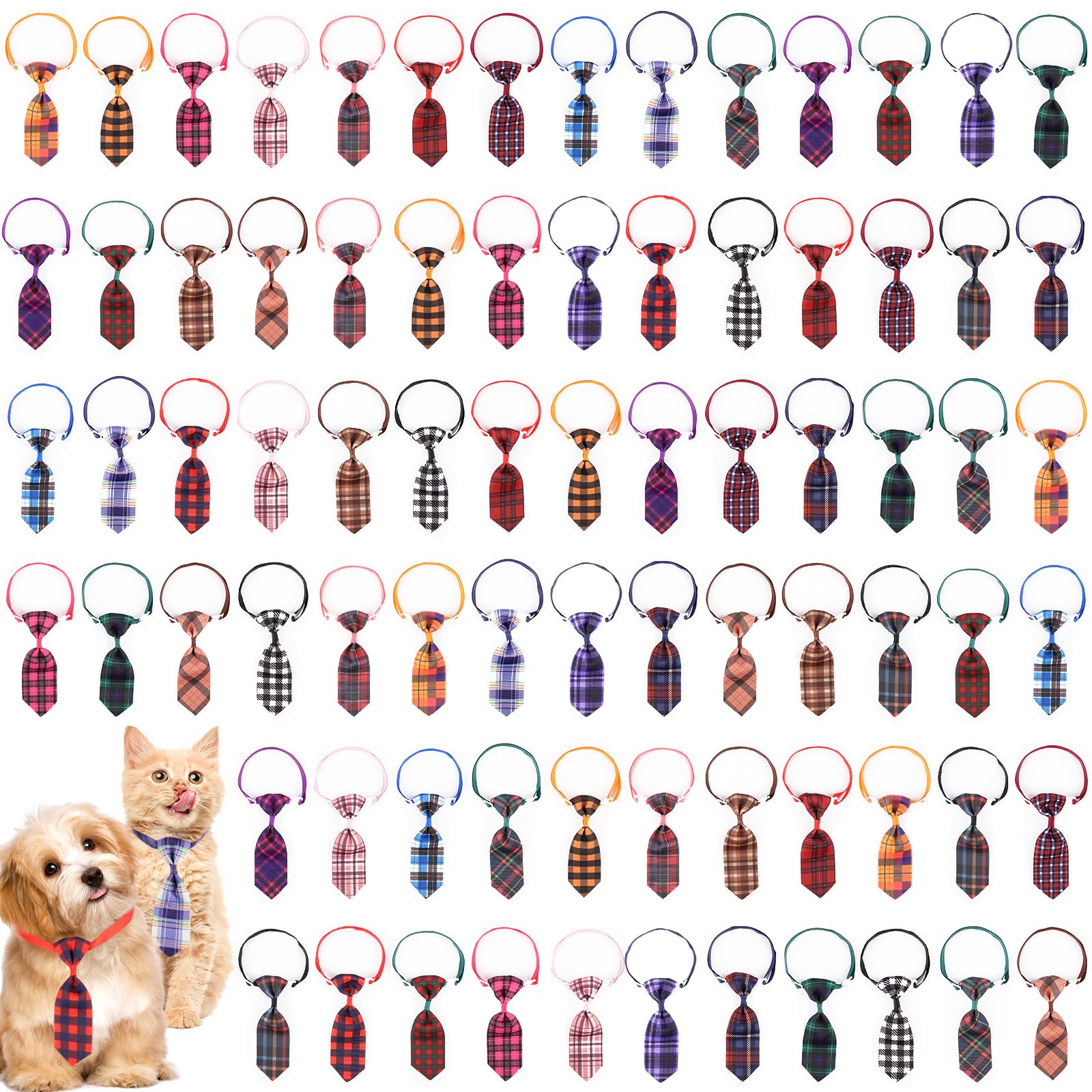 Segarty Segarty Small Dog Ties 80 PCS Adjustable Assorted Pattern Bow Ties for Small Dogs Cats Grooming Puppy Neckties Holiday Costumes Gift