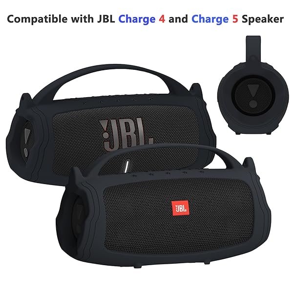 XEGIMOR XEGIMOR Silicone Case Cover for JBL Charge 4 and 5 Portable Bluetooth Speaker Travel Accessories Black - View 5 of 9