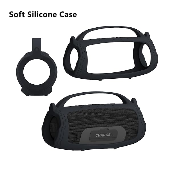 XEGIMOR XEGIMOR Silicone Case Cover for JBL Charge 4 and 5 Portable Bluetooth Speaker Travel Accessories Black - View 7 of 9