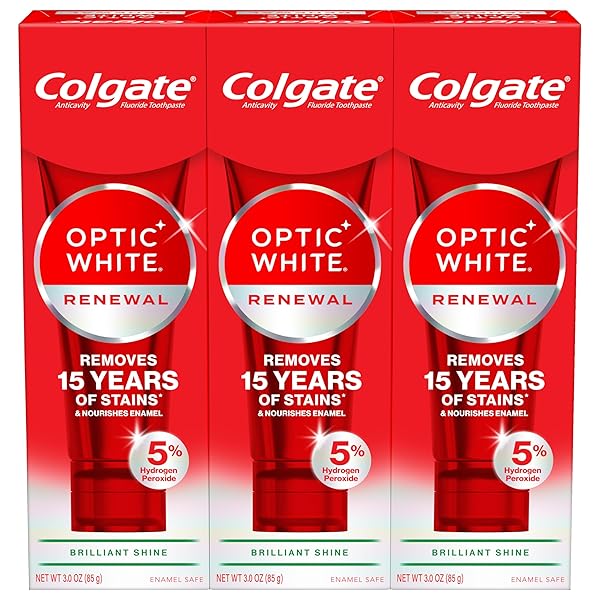 Colgate Colgate Optic White Renewal Toothpaste: Effective Whitening for Tea, Coffee & Wine Stains - 3 Pack with Hydrogen Peroxide