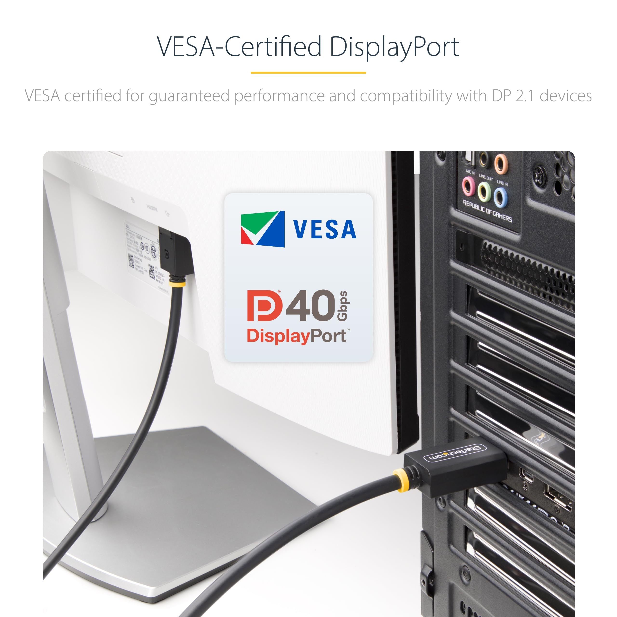 StarTech.com StarTech 6ft DisplayPort 21 Cable VESA Certified DP40 8K 60Hz UHBR10 HDR HDCP 22 with DSC 12a for High Quality Video Connection - View 2 of 6