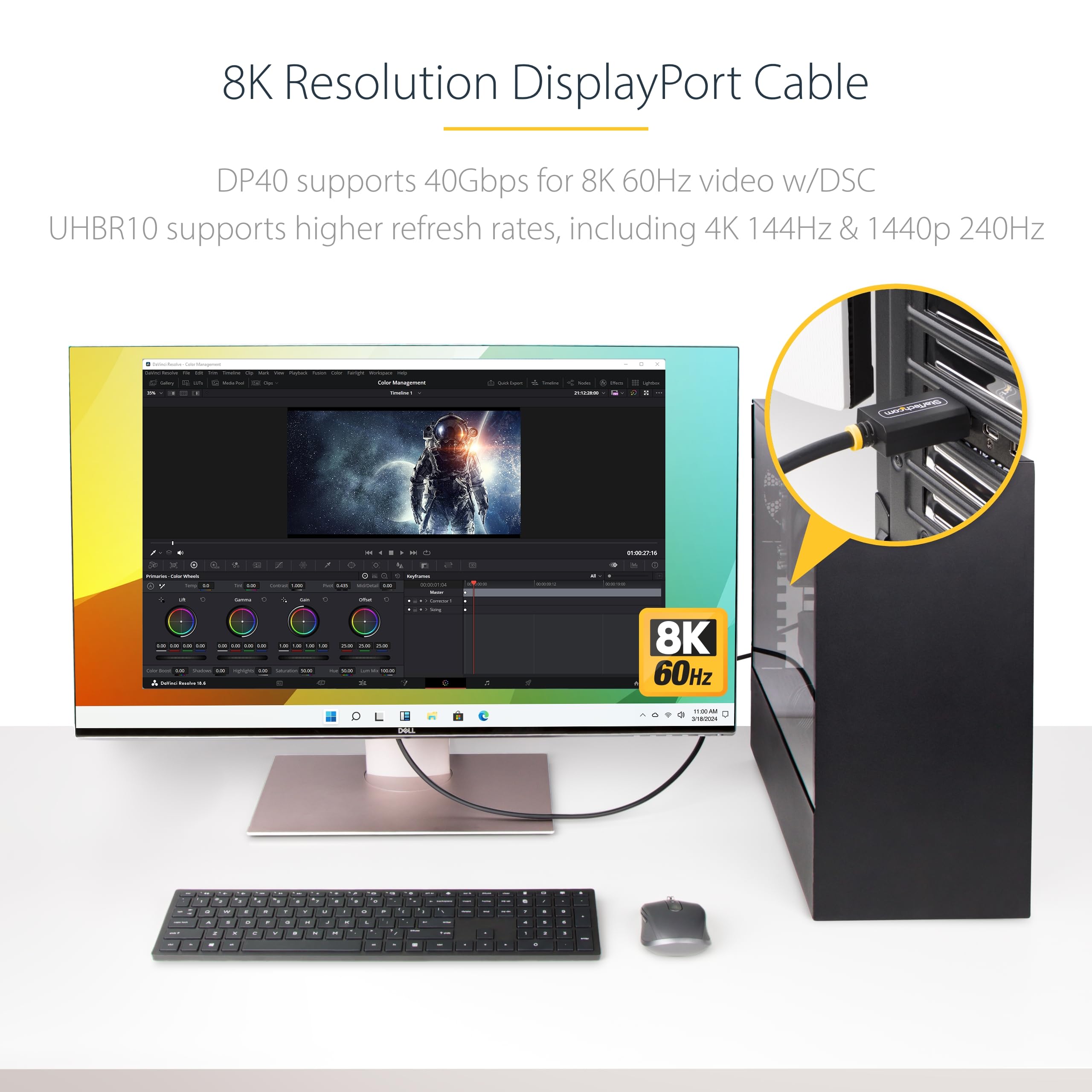 StarTech.com StarTech 6ft DisplayPort 21 Cable VESA Certified DP40 8K 60Hz UHBR10 HDR HDCP 22 with DSC 12a for High Quality Video Connection - View 3 of 6