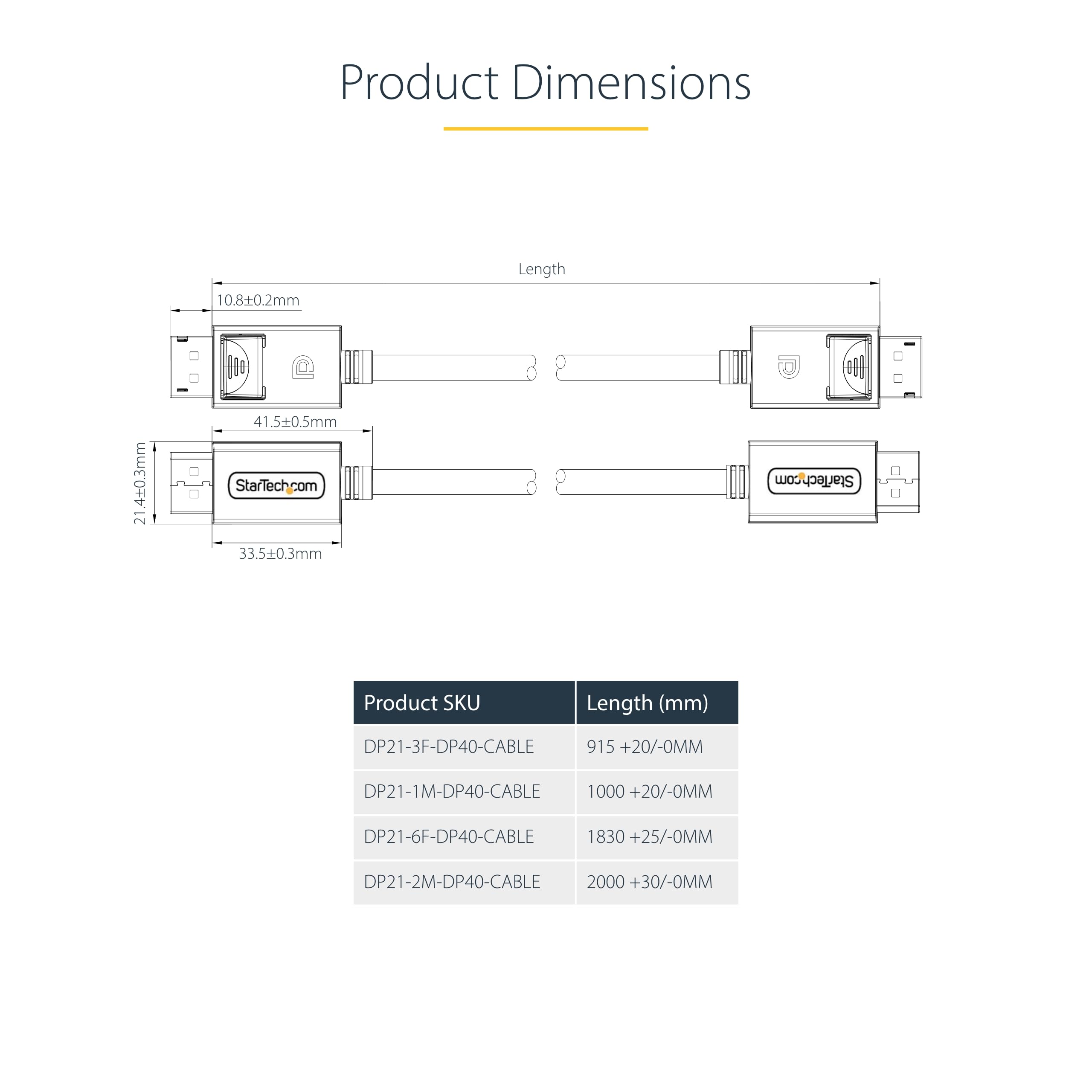 StarTech.com StarTech 6ft DisplayPort 21 Cable VESA Certified DP40 8K 60Hz UHBR10 HDR HDCP 22 with DSC 12a for High Quality Video Connection - View 5 of 6