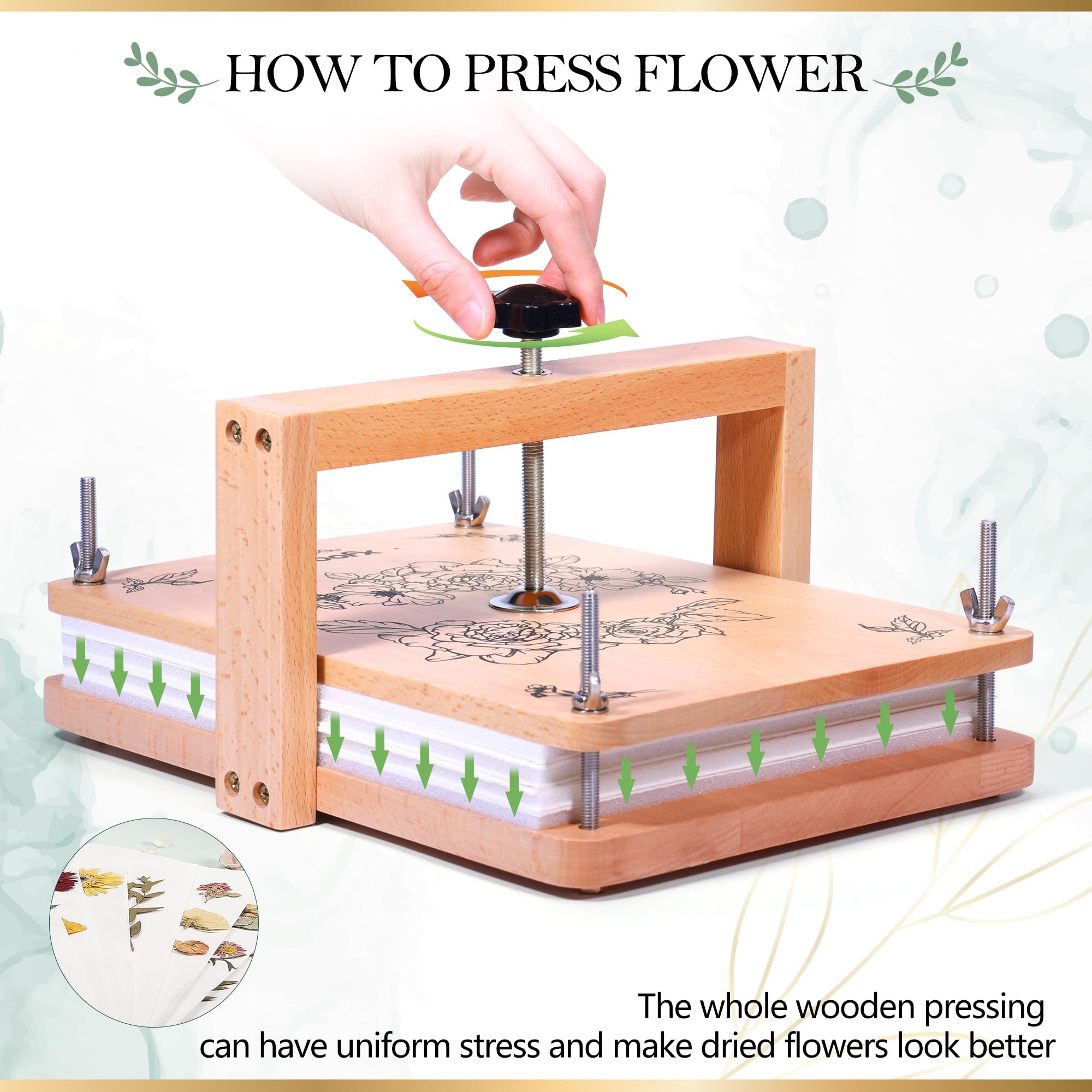Aboofx Aboofx Large Flower Press Kit 6 Layers 11.8 x 8.3 Inch DIY Arts and Craft Kit for Dried Flower Preservation - View 4 of 7