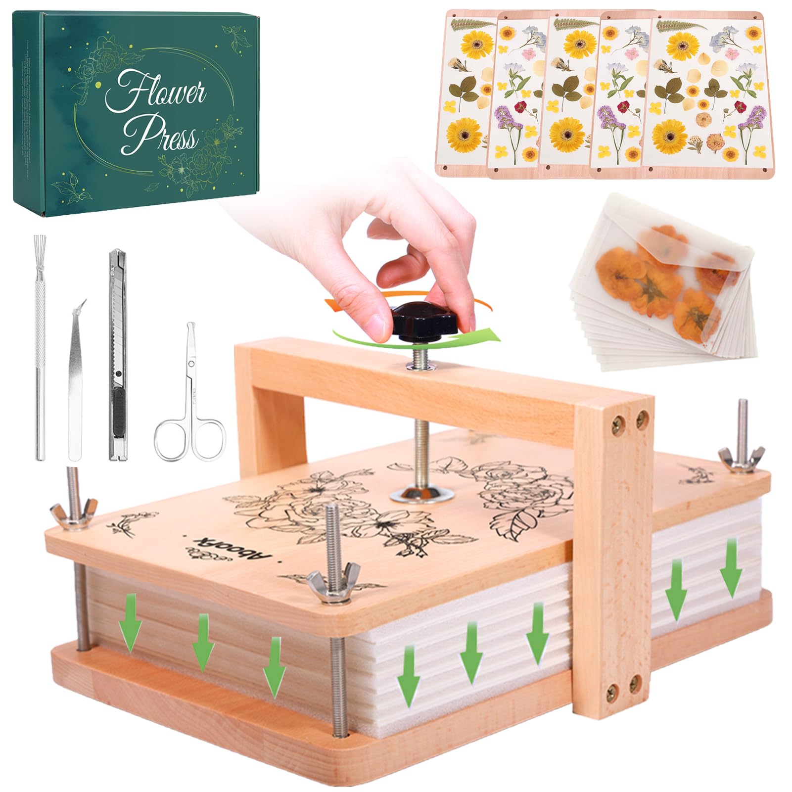 Aboofx Aboofx Large Flower Press Kit 6 Layers 11.8 x 8.3 Inch DIY Arts and Craft Kit for Dried Flower Preservation