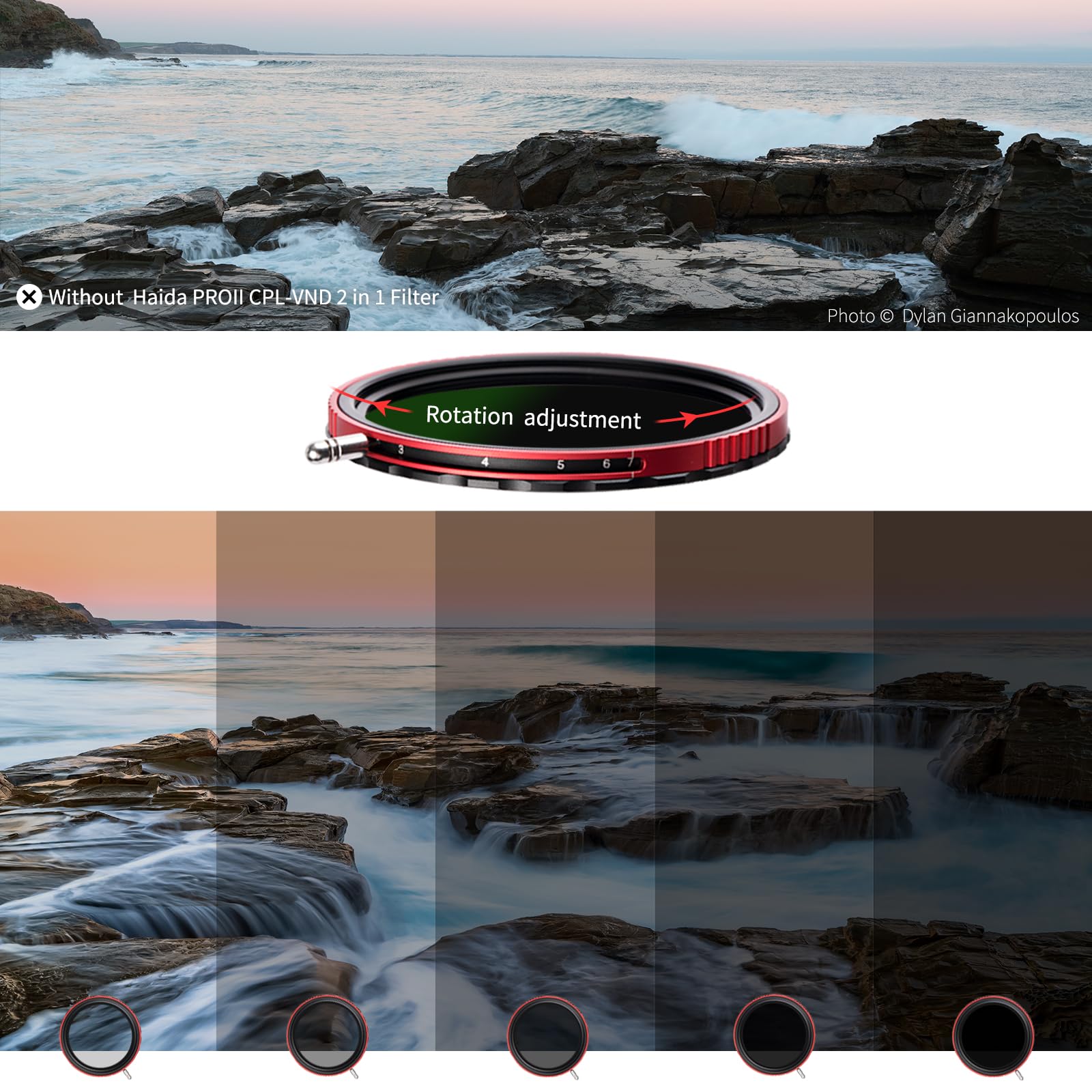 Haida Haida 95mm 2 in 1 ND8-ND128 Adjustable Filter for Camera Lens with Multi-Coating Polarizer and Lens Cap Pro II-Series - View 4 of 6