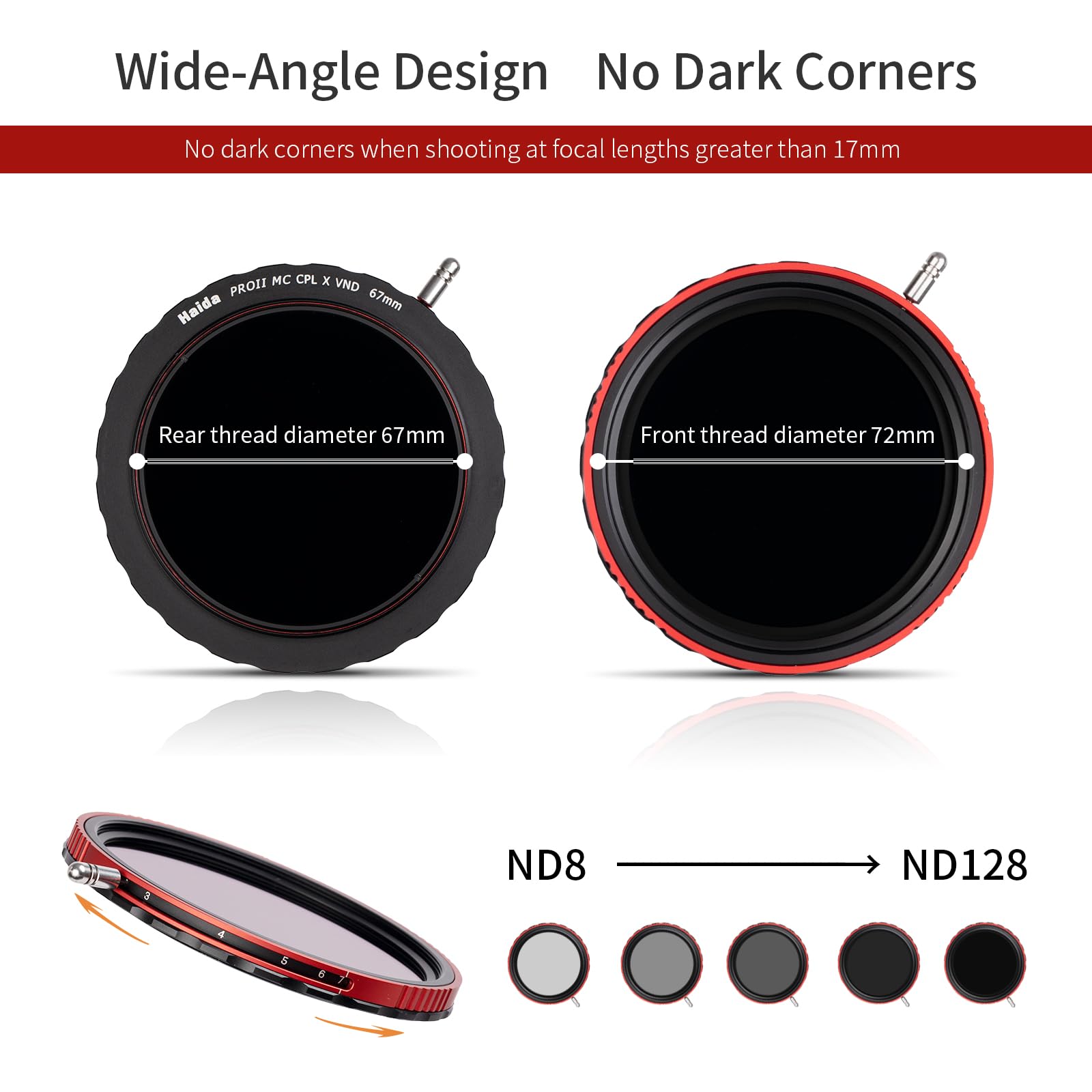 Haida Haida 95mm 2 in 1 ND8-ND128 Adjustable Filter for Camera Lens with Multi-Coating Polarizer and Lens Cap Pro II-Series - View 5 of 6